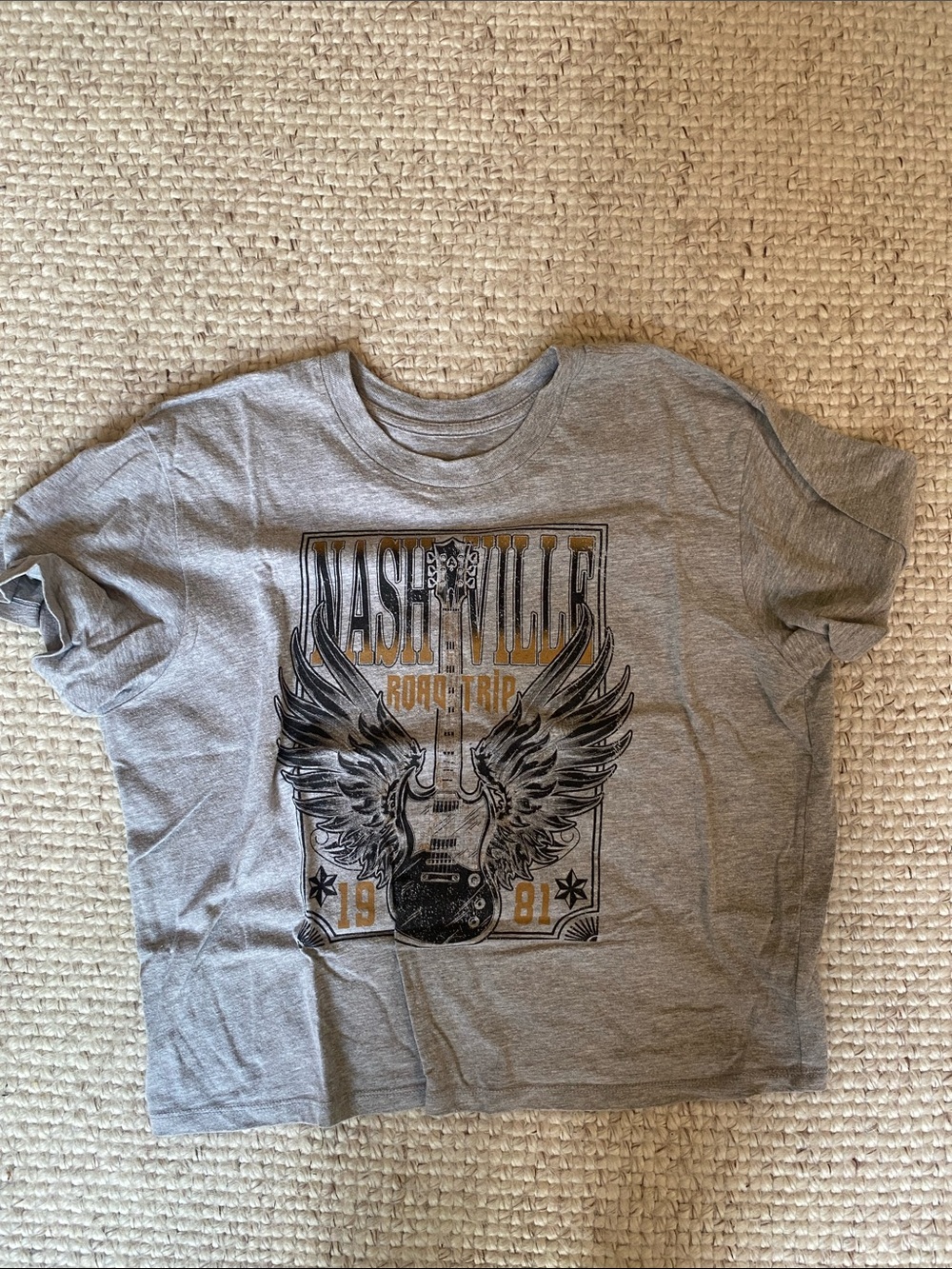 Rebellious One Gray Nashville Graphic Tee with Black & Gold Print